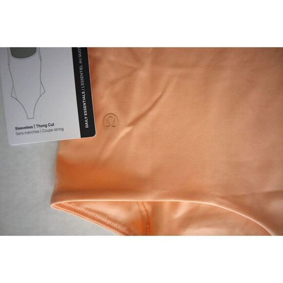 Lululemon Women's Sz M Peach Wundermost Nulu Square Neck Sleeveless Bodysuit - Picture 5 of 10